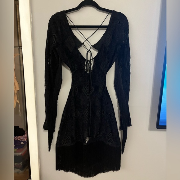 For Love and Lemons Aubrey Mini Dress in Black Size Medium NWT - Picture 6 of 11